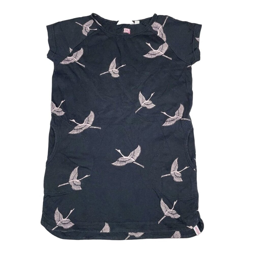 Missie Munster Crane Print Pullover Shift Dress Girls 5 Black Pink Cotton